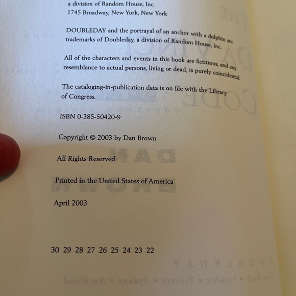 The Da Vinci Code Dan Brown Hardcover April 2003 Early Print (2nd) NEW - Picture 16 of 16
